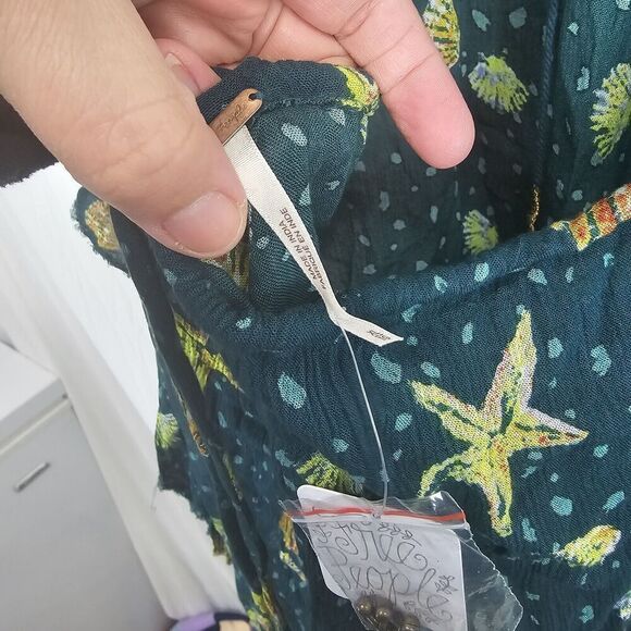 Free People Endless Summer Teal Green Seashell Print Halter Mini Dress Nwt Sz XL - Picture 13 of 13